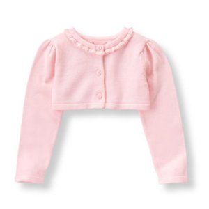 Janie and Jack Cropped Ruffle Cardigan pink girl size 4 , 5, 6,